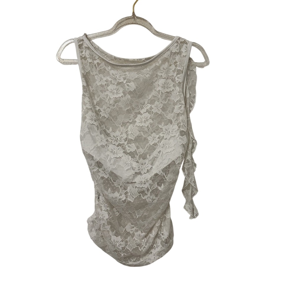 Whimsical Sheer Floral Lace Top Delicate Feminine‎ Coquette Fairy Festival Boho